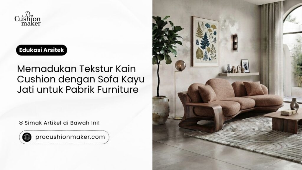 Memadukan tekstur kain cushion dengan sofa kayu jati untuk pabrik furniture oleh Pro Cushion Maker